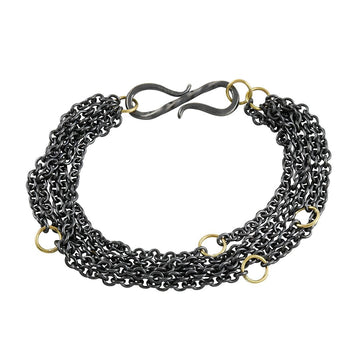 Sarah McGuire - Mixed Metal Blacksmith Chain Bracelet - The Clay Pot - Sarah McGuire - 18k gold, bracelet, chainbracelet, Sterling Silver