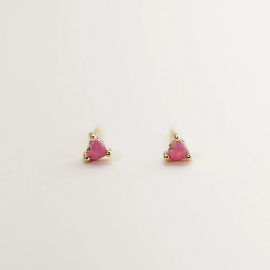 JaxKelly - Tiny Pink Opal Heart Studs
