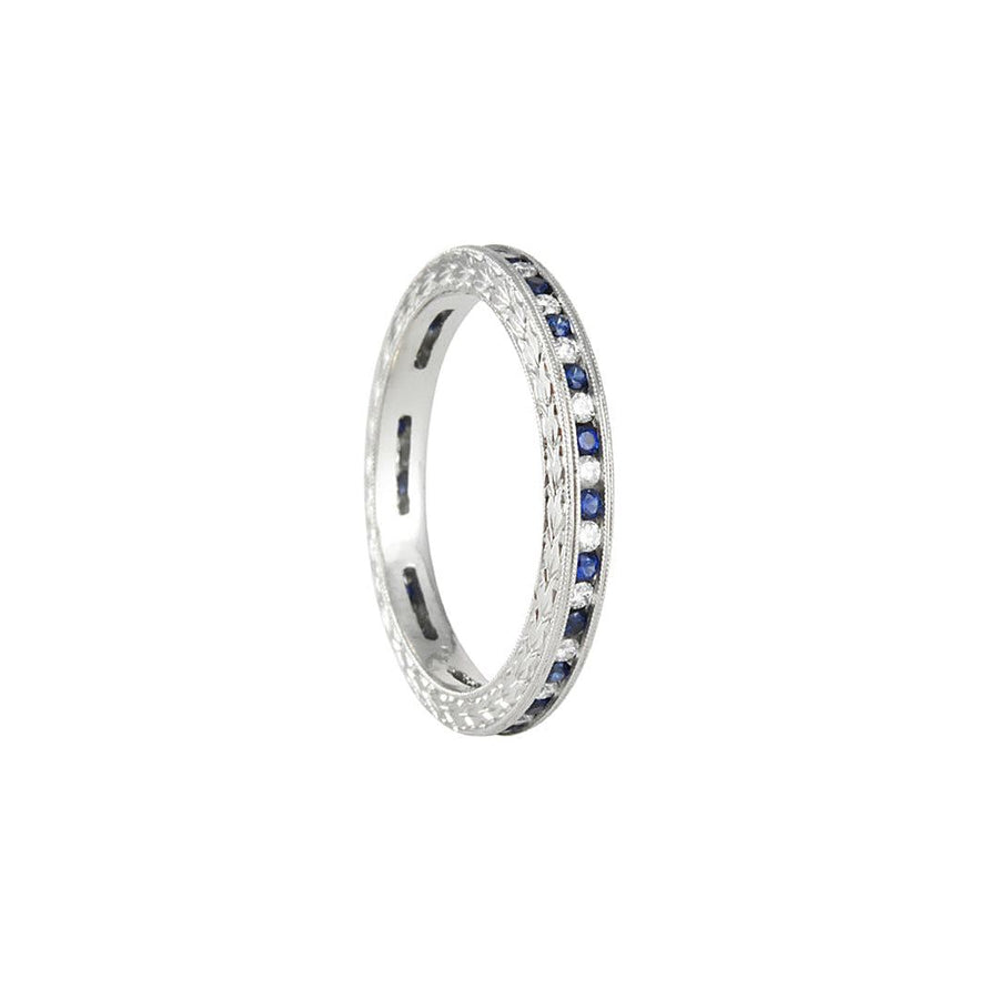 Varna Engraved Sapphire and Diamond Eternity Band – The Clay Pot