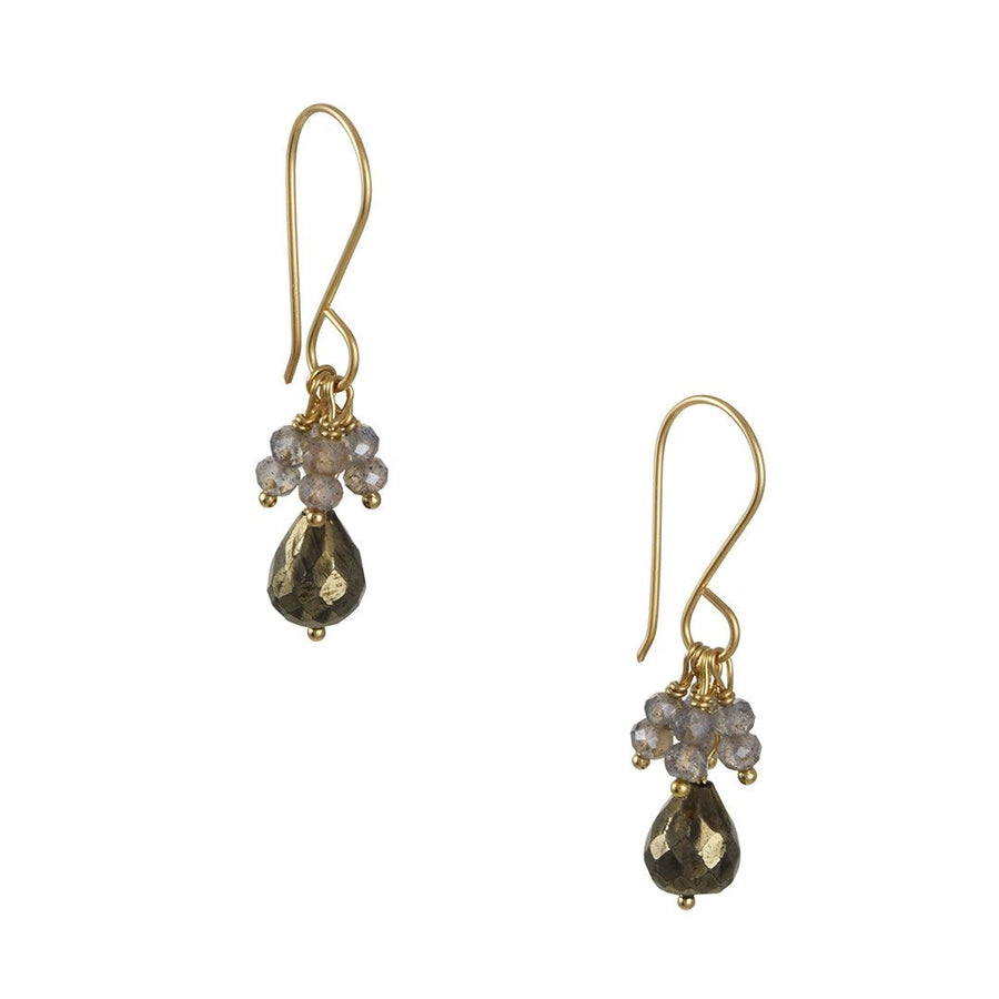 Debbie Fisher - Pyrite Drop with Fringe Earrings - The Clay Pot - Debbie Fisher - All Earrings, d, dangle earrings, pyrite, Style:Dangle Earrings