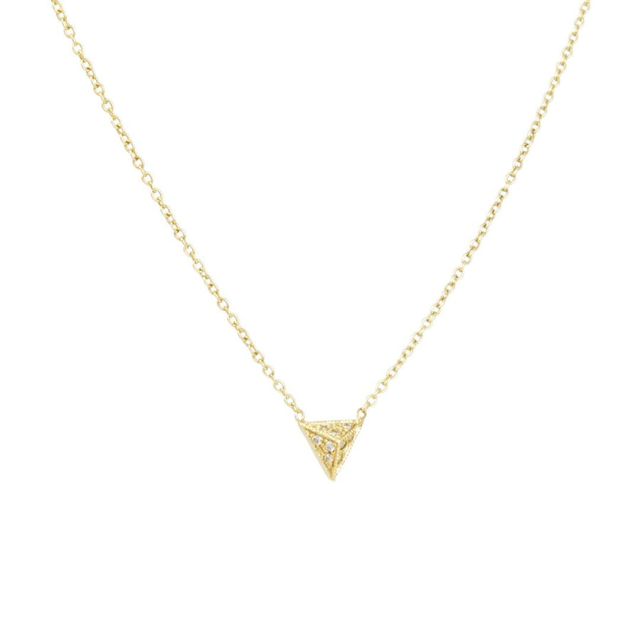 SALE - Pave Pyramid Necklace in 14K Gold - The Clay Pot - Zoe Chicco - 14k gold, necklace, pave, SALE, Style:Single Pendant