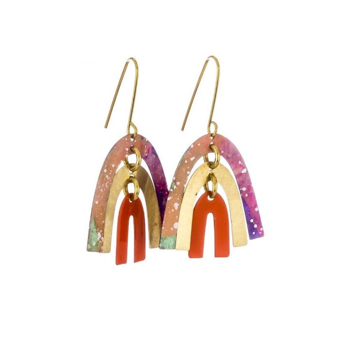 Sibilia - Small Hudson Rainbow Earrings - The Clay Pot - Sibilia - All Earrings, artsy, brass, color, dangle earrings, dropearrings, earrings, PRIDE, statementearrings, Style:Dangle Earrings