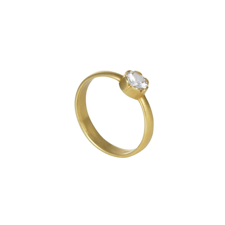 SALE - White Sapphire Daisy Ring - The Clay Pot - Carla Caruso - 14k gold, engagementring, needs photo, ring, SALE, Sapphire, Size 6.5, white Sapphire