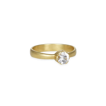 SALE - White Sapphire Daisy Ring - The Clay Pot - Carla Caruso - 14k gold, engagementring, needs photo, ring, SALE, Sapphire, Size 6.5, white Sapphire