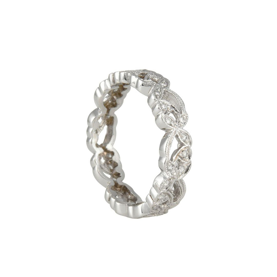 SALE - Diamond Floral Vine Ring - The Clay Pot - From the Vault - 14k white gold, diamond, ebay, ring, sale, Size 6.5