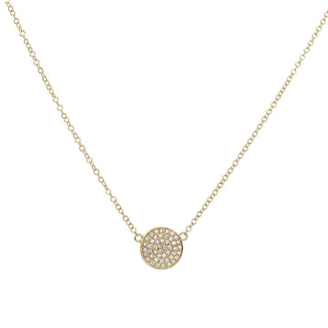SALE - Medium Diamond Disc Necklace in 14K Yellow Gold - The Clay Pot - CP Collection - 14K gold, classic, diamonds, graduation, Layering, minmal, Necklace, pave, SALE, vday