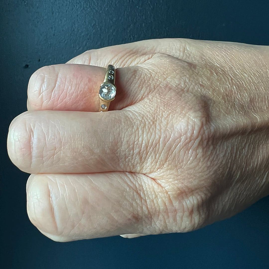 Rebecca Overmann - Half Bezel Rose Cut Diamond Solitaire - The Clay Pot - Rebecca Overmann - 14k gold, Diamond, engagement ring, ring, rosecut diamond, Size 7