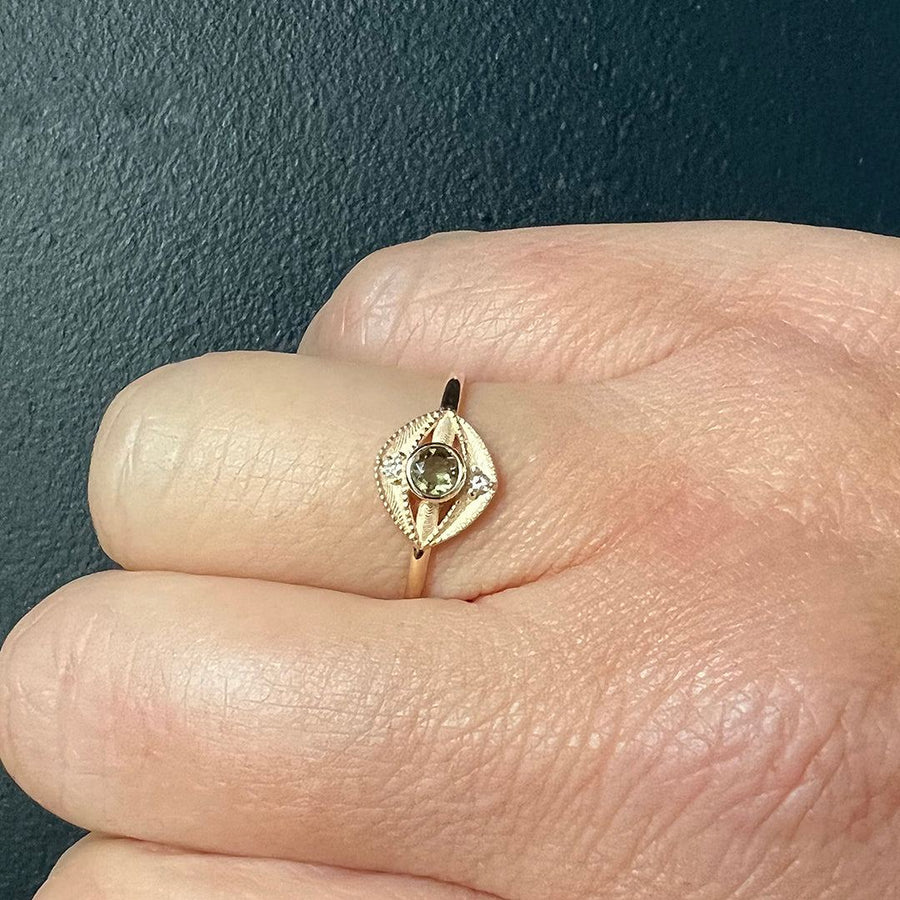 Miarante - Staffa Tourmaline and White Diamond Ring - The Clay Pot - Miarante - 14k gold, color, Diamond, ring, Size 7, splurge, tourmaline