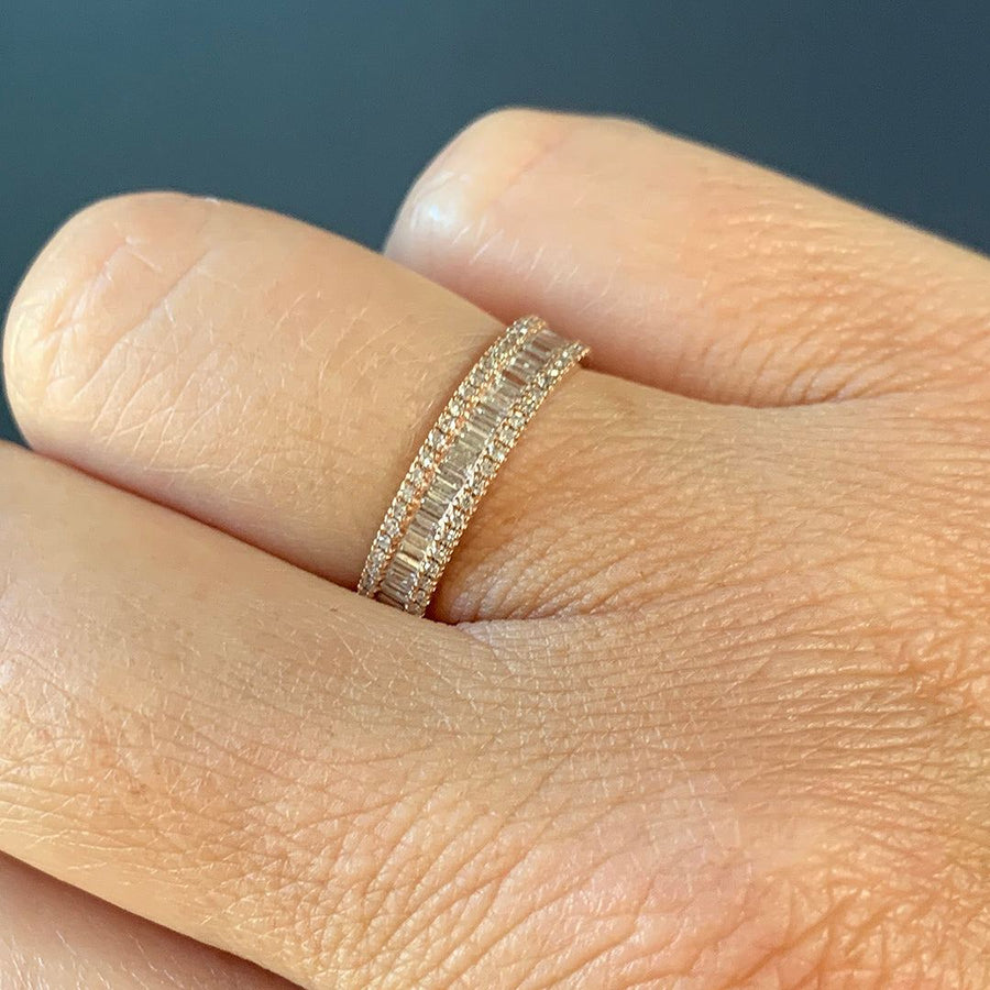 Liven - Channel Set Diamond Baguette Ring in 14K Rose Gold - The Clay Pot - Liven Co. - 14k rose gold, classic, Diamonds, eternity band, eternityband, eternitybands, Pave Diamonds, ring, rings, Size 6, womansband, womansbands, womensweddingbands, womenweddingband