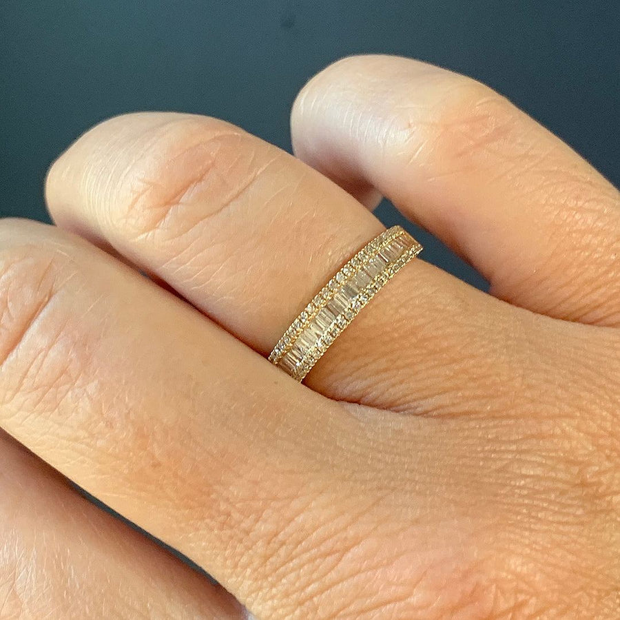 Liven - Channel Set Diamond Baguette Band in 14K Yellow Gold - The Clay Pot - Liven Co. - 14k gold, classic, diamonds, eternity band, eternityband, eternitybands, ring, rings, Size 6, womansband, womansbands, womensweddingbands, womenweddingband