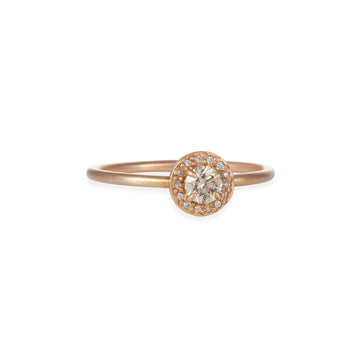 Rebecca Overmann - Baby Champagne Diamond Halo Ring - The Clay Pot - Rebecca Overmann - 14k rose gold, diamond, ring, Size 6