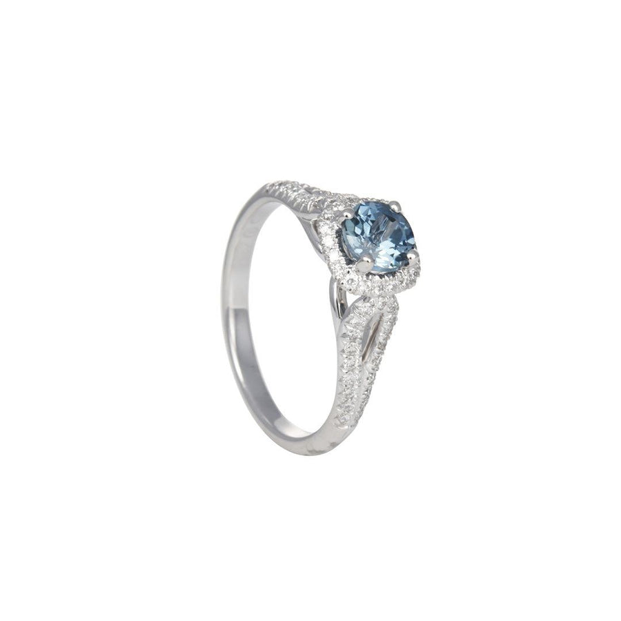 SALE - Montana Sapphire with Micropave Ring - The Clay Pot - Precision Set - 18k white gold, diamond, ring, SALE, sapphire, Size 6