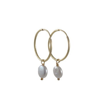 Philippa Roberts - Small Round Hoop with Pearl Earrings in Vermeil