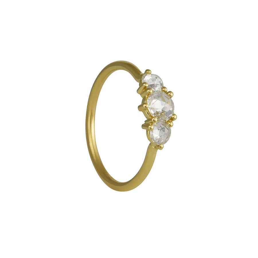 Tura Sugden - Pilar Antique Diamond Ring - The Clay Pot - Tura Sugden - 18k gold, antiquediamond, classic, Diamond, diamondring, Diamonds, engagementring, oneofakind, ring, Size 6, splurge, threestonering