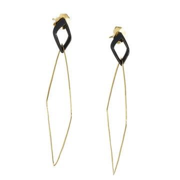 Shaesby - Diamond Drop Hoop Earrings - The Clay Pot - Shaesby - 14k gold, All Earrings, dangle earrings, Earring:Hoops, Hoops, Sterling Silver, Style:Dangle Earrings