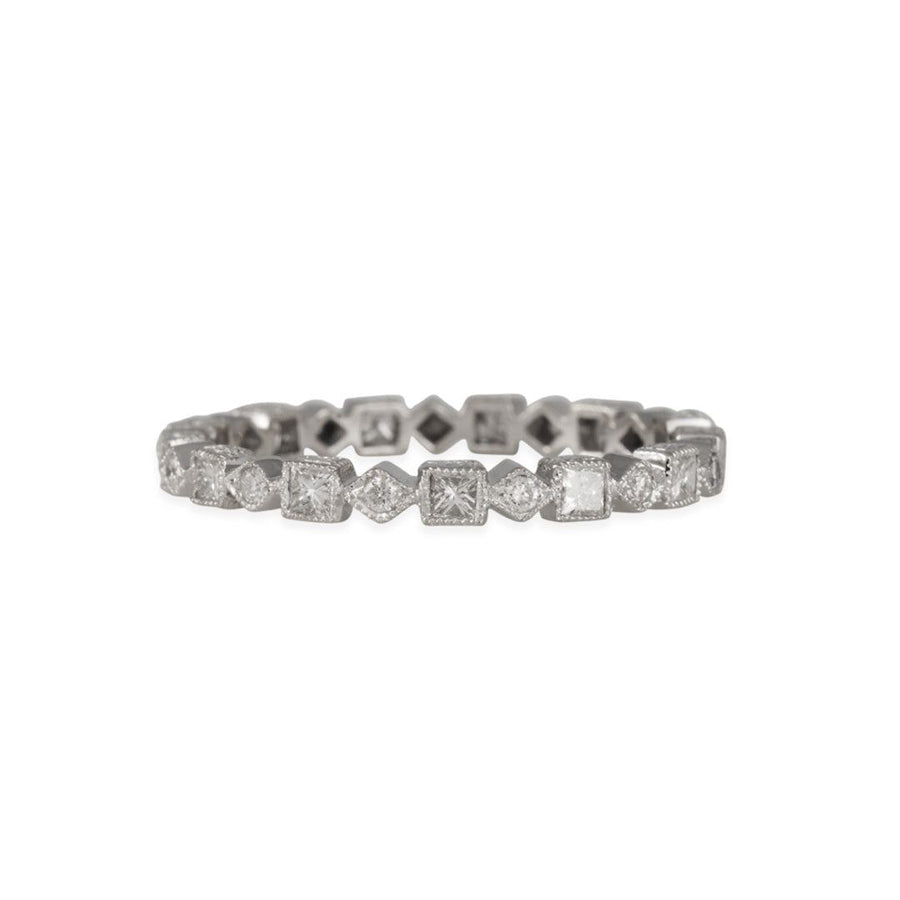 SALE - Geometric Shapes Diamond Eternity Band in 18K White Gold - The Clay Pot - Jolie Designs - 18k, 18k white gold, anniversary, diamond, diamondring, Diamonds, eternity, eternity band, eternityband, eternitybands, ring, SALE, Size 6, womansband, womansbands, womensweddingbands, womenweddingband