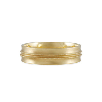 Jennifer Dawes - Two Channel Millgrain Band - The Clay Pot - Dawes Designs - 18k gold, mensband, ring, Size 10
