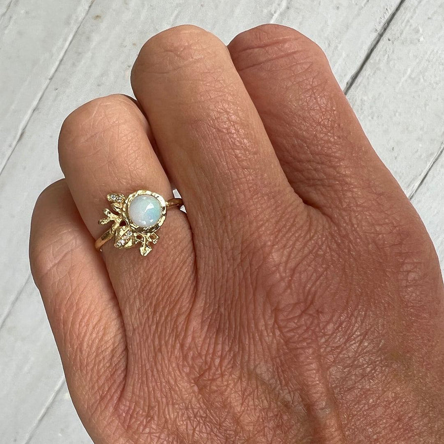 Misa - Bouquet Opal Diamond Ring - The Clay Pot - Misa Jewelry - 14k gold, celestial, diamond, opal, ring, Size 6, Sterling Silver