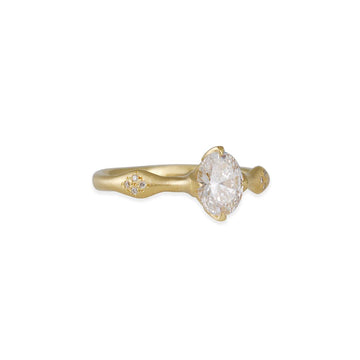 Adel Chefridi - Oval Diamond Rosebud Engagement Ring - The Clay Pot - Adel Chefridi - 18k gold, Diamond, engagementring, ring, Size 6.5