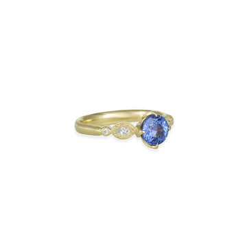 Adel Chefridi - Sapphire and Diamond Rosebud Engagement Ring - The Clay Pot - Adel Chefridi - 18k gold, diamond, diamondring, Diamonds, engagementring, holiday, ring, sapphire, Size 7