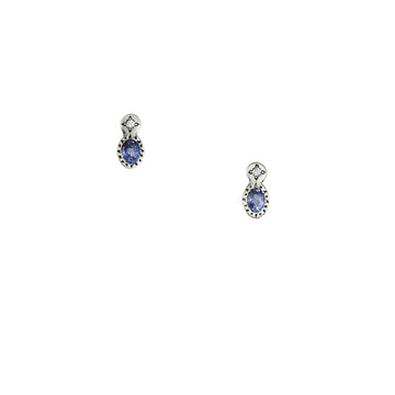 Adel Chefridi - Sapphire and Diamond Stud earrings - The Clay Pot - Adel Chefridi - All Earrings, diamond, Earrings:Studs, sapphire, Studearrings, studs, Style:Studs