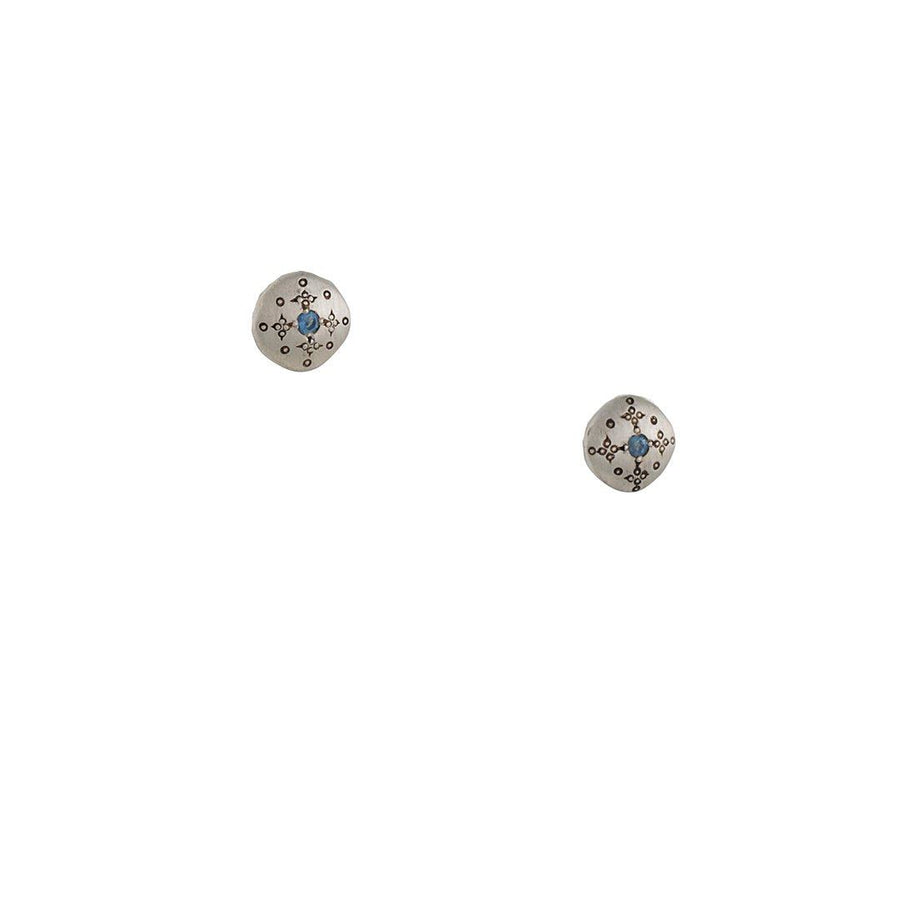 Adel Chefridi - Silver Lights Stud Earrings with Sapphire - The Clay Pot - Adel Chefridi - All Earrings, classic, earrings, Earrings:Studs, sapphire, Sterling Silver, studs, Style:Studs