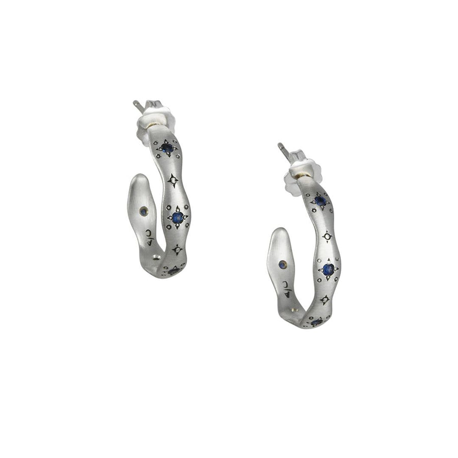Adel Chefridi - Wavy Hoops in Sapphire - The Clay Pot - Adel Chefridi - All Earrings, Earring:Hoops, Hoops, mothersday, sapphire, Sterling Silver, studs, Style:Hoops