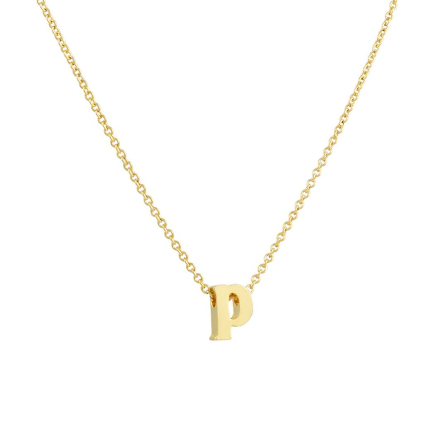 Adorn512 - Saba Lowercase Letter Necklace, p - The Clay Pot - Adorn512 - brass, necklace