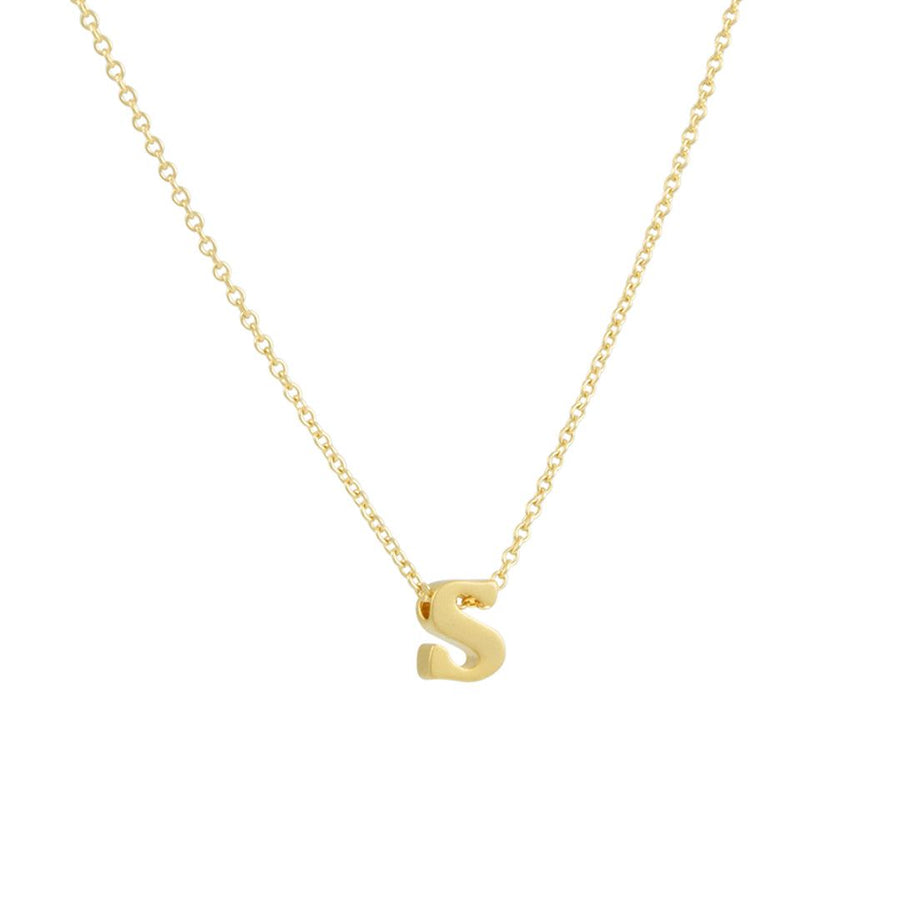Adorn512 - Saba Lowercase Letter Necklace, s - The Clay Pot - Adorn512 - brass, necklace
