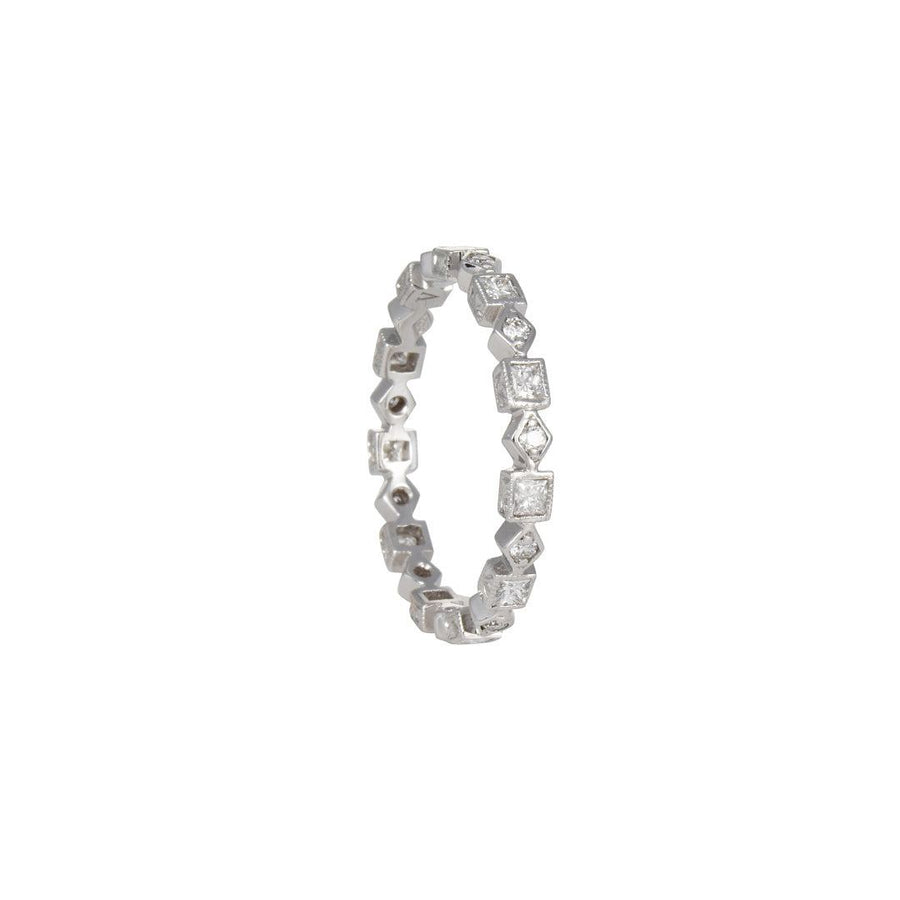 Varna - Geometric Diamond Eternity - The Clay Pot - Varna - 18k white gold, diamond, ring, Size 6
