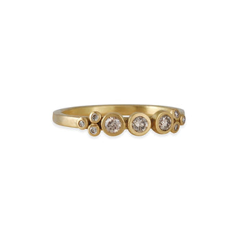Ananda Khalsa - Three Champagne Diamond Bezel Ring - The Clay Pot - Ananda Khalsa - 18k gold, anniversary, champagne diamond, engagementring, ring, stonering, weddingband, womansband