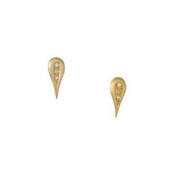 Annie Fensterstock - Carved Teardrop Studs - The Clay Pot - Annie Fensterstock - 18k gold, All Earrings, Diamond, Earrings:Studs, studs