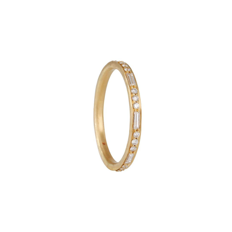 Annie Fensterstock - Eternity Band With Baguette and Round Cut Diamond Pave - The Clay Pot - Annie Fensterstock - 18k gold, classic, eternity band, eternityband, eternitybands, ring, Size 6.5, womansband, womansbands, womensweddingbands, womenweddingband