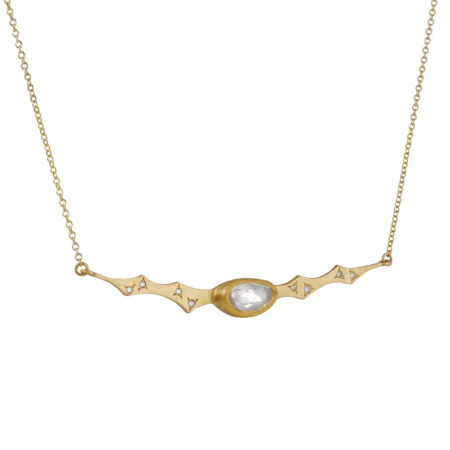 Annie Fensterstock  - Scalloped Bar Necklace - The Clay Pot - Annie Fensterstock - 18k gold, 22kgold, Diamond, Necklace, Sapphire, white Sapphire