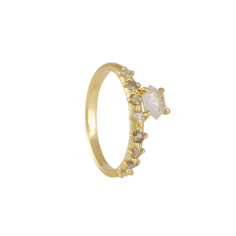 Atelier Narcé - One of a Kind Offset Rose Cut Diamond Ring - The Clay Pot - Atelier Narce - 18k yellow gold, color, Diamond, mothers, mothersday, mothersdaytrunkshow, mothesdaytrunk, ring, Size 7