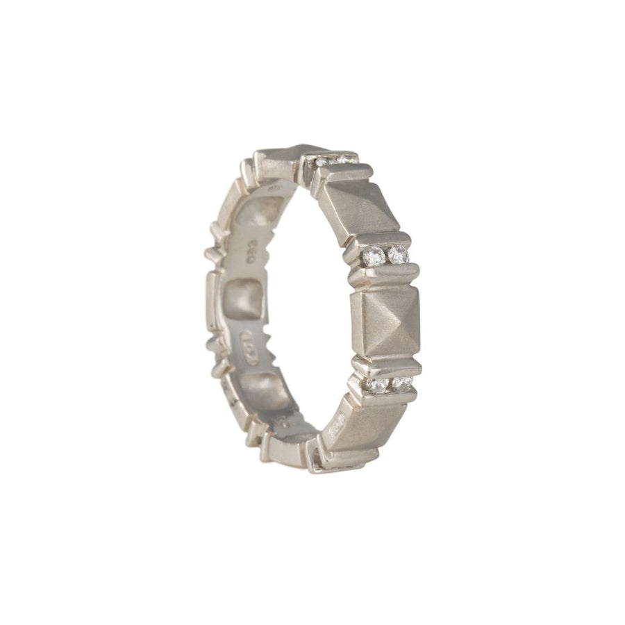 SALE - Large Geometric Band with Diamonds - The Clay Pot - CP Collection - diamond, ebay, platinum, ring, sale, Size 6