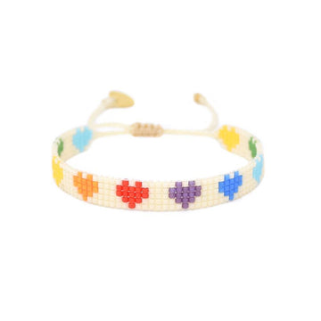 Mishky - Rainbow Line of Hearts Bracelet - The Clay Pot - MISHKY - bracelet, bracelets, friendship bracelet, PRIDE, vday