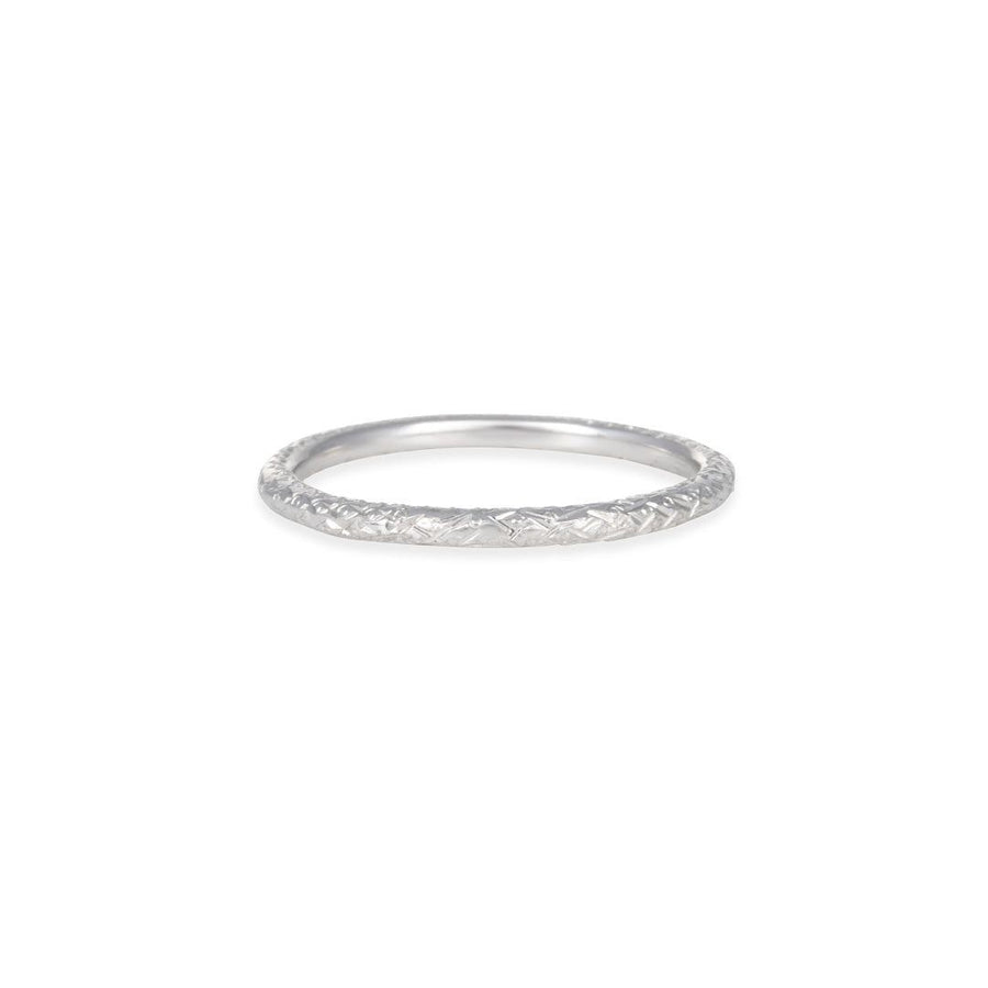 Varna - Engraved Round Band - The Clay Pot - Varna - 18k white gold, ring, Size 6