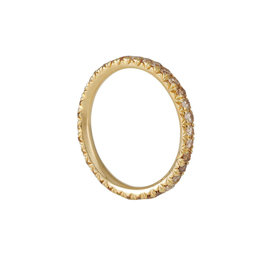 Diana Mitchell - French Set Eternity Band with 2mm Champagne Diamonds - The Clay Pot - Diana Mitchell - 18k gold, champagnediamonds, Diamond, eternity band, eternityband, eternitybands, ring, womansband, womansbands, womensweddingbands, womenweddingband