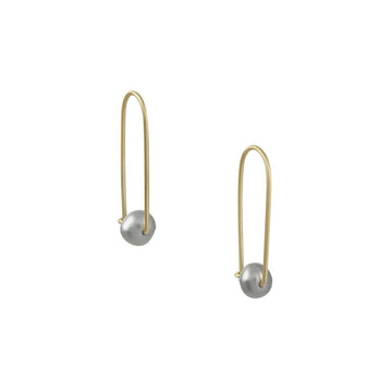 Carla Caruso - Small Grey Pearl Arch Earrings - The Clay Pot - Carla Caruso - 14k gold, All Earrings, classic, d, dangle earrings, pearl, Style:Dangle Earrings