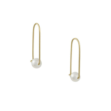 Carla Caruso - Small White Pearl Arch Earrings - The Clay Pot - Carla Caruso - 14k gold, All Earrings, classic, consignment, dangle earrings, dropearrings, freshwaterpearls, mothers, mothersday, mothersdaytrunkshow, mothesdaytrunk, Pearl, pearls, Style:Dangle Earrings