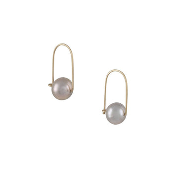 Carla Caruso - Wide Grey Pearl Arch Earrings - The Clay Pot - Carla Caruso - All Earrings, classic, Earring:Hoops, Earrings:Studs, hoops, pearl, Style:Dangle Earrings