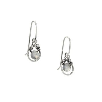 Zuzko Jewelry - Horseshoe Earrings in Labradorite - The Clay Pot - Zuzko Jewelry - All Earrings, dangle earrings, earrings, Labradorite, Sterling Silver, Style:Dangle Earrings