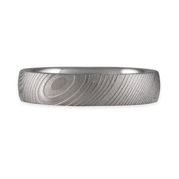 Chris Ploof - Damascus Steel Wedding Band with Storm's Eye Pattern - The Clay Pot - Chris Ploof - Damascus Steel, mensband, ring, Size 7, wedding band