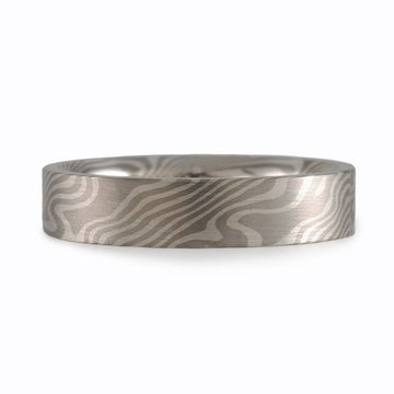 Chris Ploof - Flat Mokume Gane Band - The Clay Pot - Chris Ploof - mensweddingband, ring, Size 10, Sterling Silver, wedding band