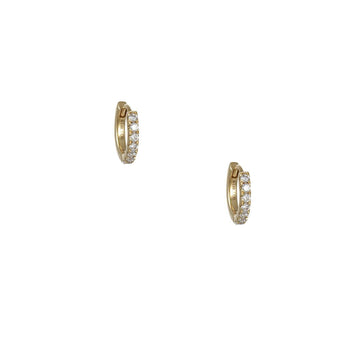 CP Collection - 10mm Diamond Huggie Hoop Earrings - The Clay Pot - CP Collection - 14k gold, All Earrings, classic, diamonds, Earring:Hoops, hoops, splurge