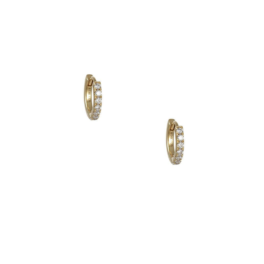 CP Collection - 10mm Diamond Huggie Hoop Earrings - The Clay Pot - CP Collection - 14k gold, All Earrings, classic, diamonds, Earring:Hoops, hoops, splurge