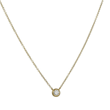 CP Collection -  Bezeled Diamond Solitaire Necklace in 14K Gold - The Clay Pot - CP Collection - 14k gold, 14kyellow, diamond, Layering, Necklace