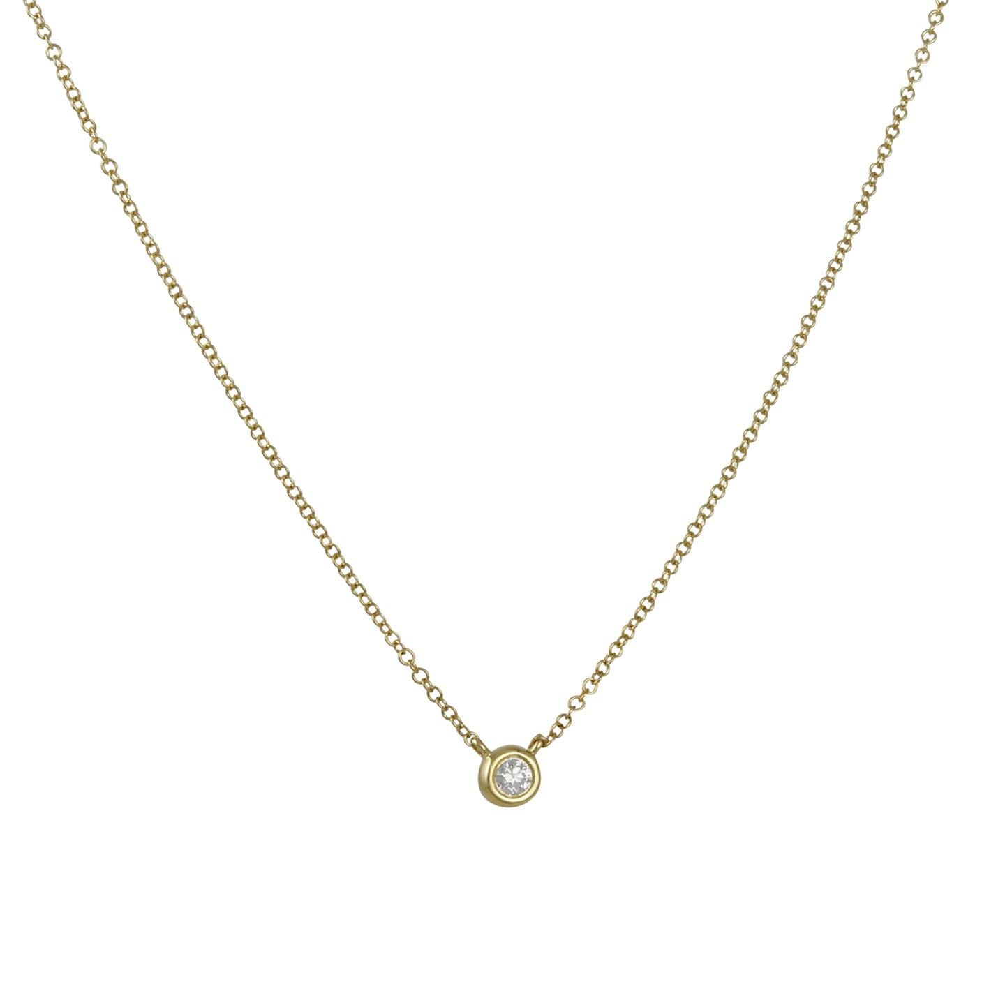 Cp Collection - Dainty Bezeled Diamond Solitaire Necklace – The Clay Pot