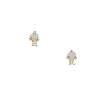 CP Collection - Opal and Diamond Sibling Studs - The Clay Pot - CP Collection - All Earrings, celestial, classic, color, Diamond, earrings, Earrings:Studs, opal, splurge, studs